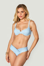 brazilian bikini balconette classic blue stripes push up