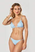 brazilian bikini triangle thong blue stripes golden details perfect fit luxury