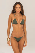 brazilian bikini triangle thong olive green golden details perfect fit luxury