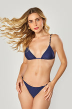 brazilian bikini triangle thong navy golden details perfect fit luxury