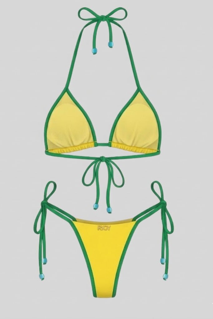 brazilian bikini triangle tie-side thong yellow green brazilcore perfect fit 