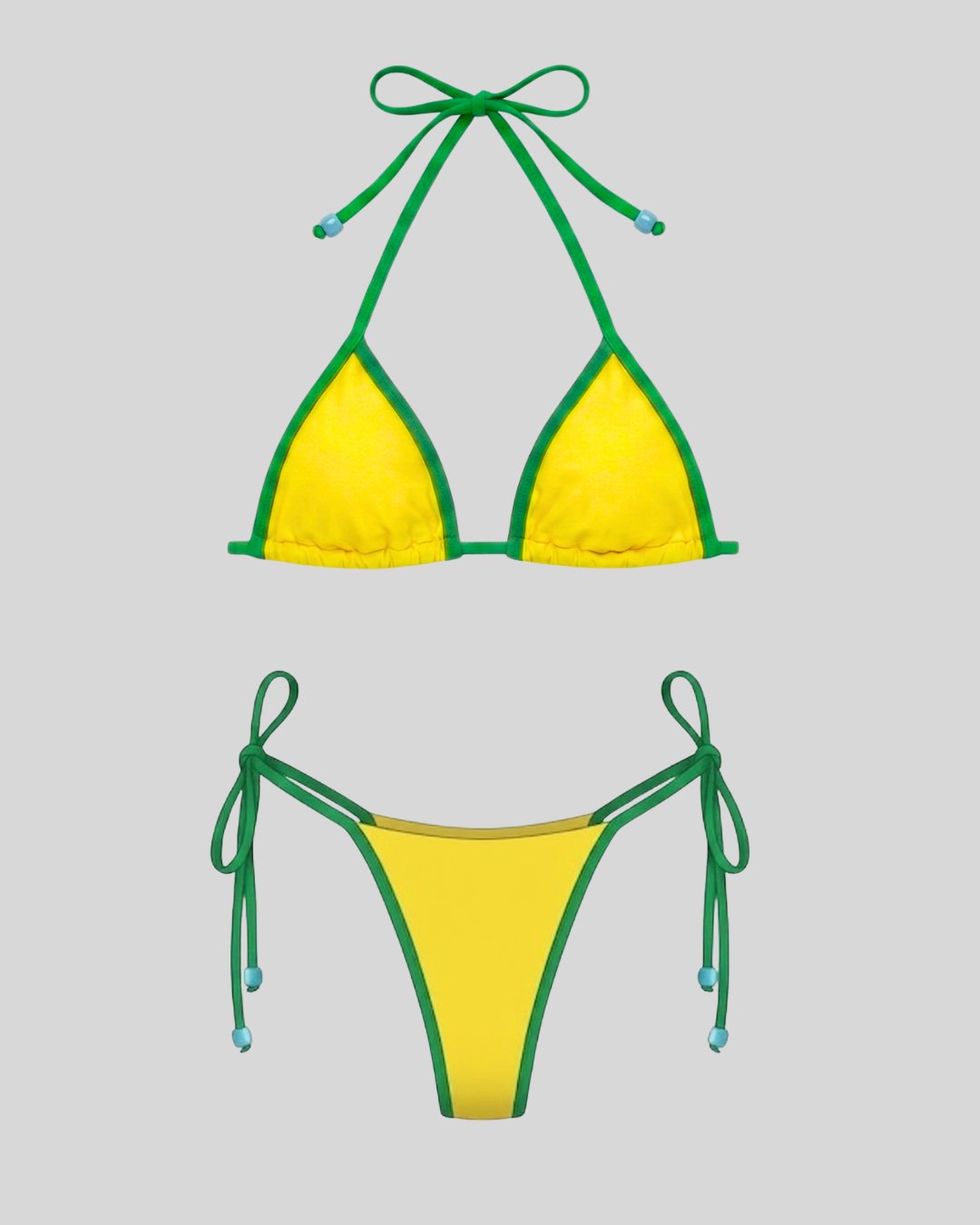 brazilian bikini triangle tie-side thong yellow green brazilcore perfect fit 