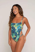 brazilian swimsuit string thong cut green nature print perfect fit luxury