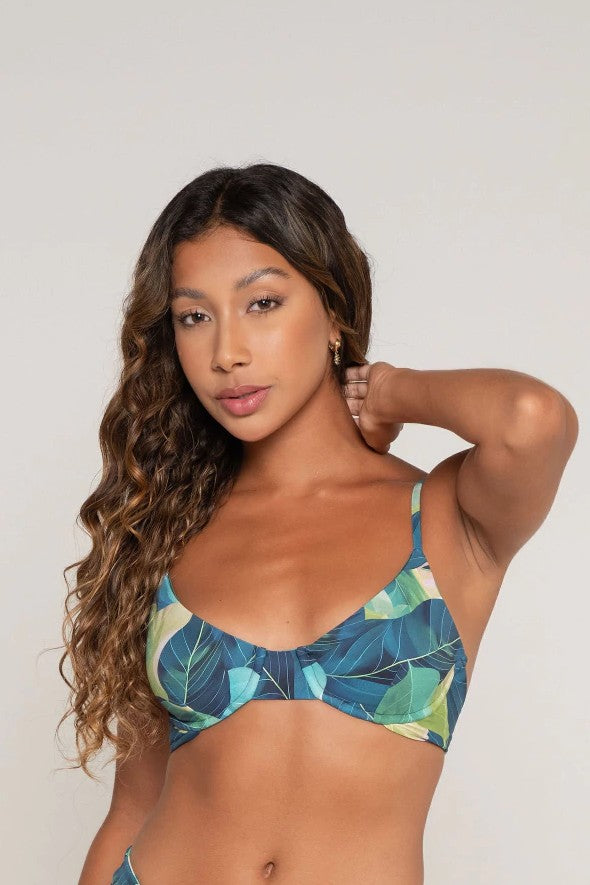 brazilian bikini balconette classic blue nature print perfect fit luxury