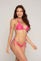 brazilian bikini triangle tie-side thong golden rings perfect fit luxury
